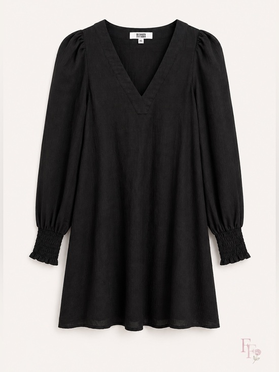 BB Dakota by Steve Madden Dresses & Skirts - BB Dakota by Steve Madden Black Textured Mini Dress XS Puff Sleeve V-Neck